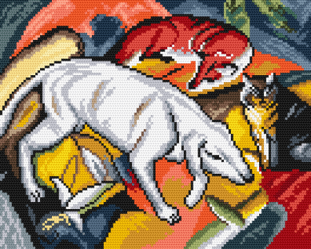 F. Marc - Pies, lis i kot roz. 24 x 30 cm